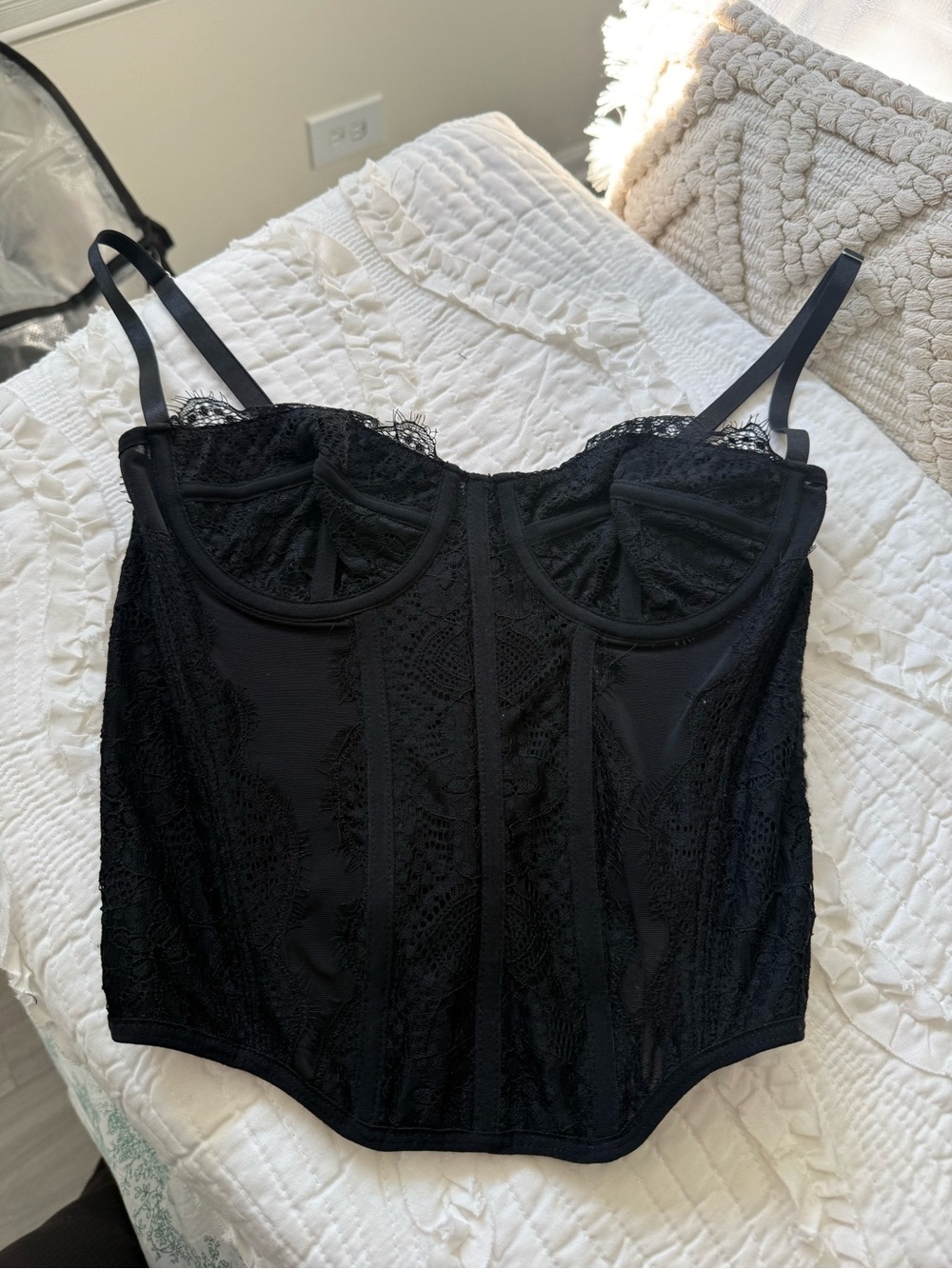 Black Lace Bustier Camisole - Women Intimates
